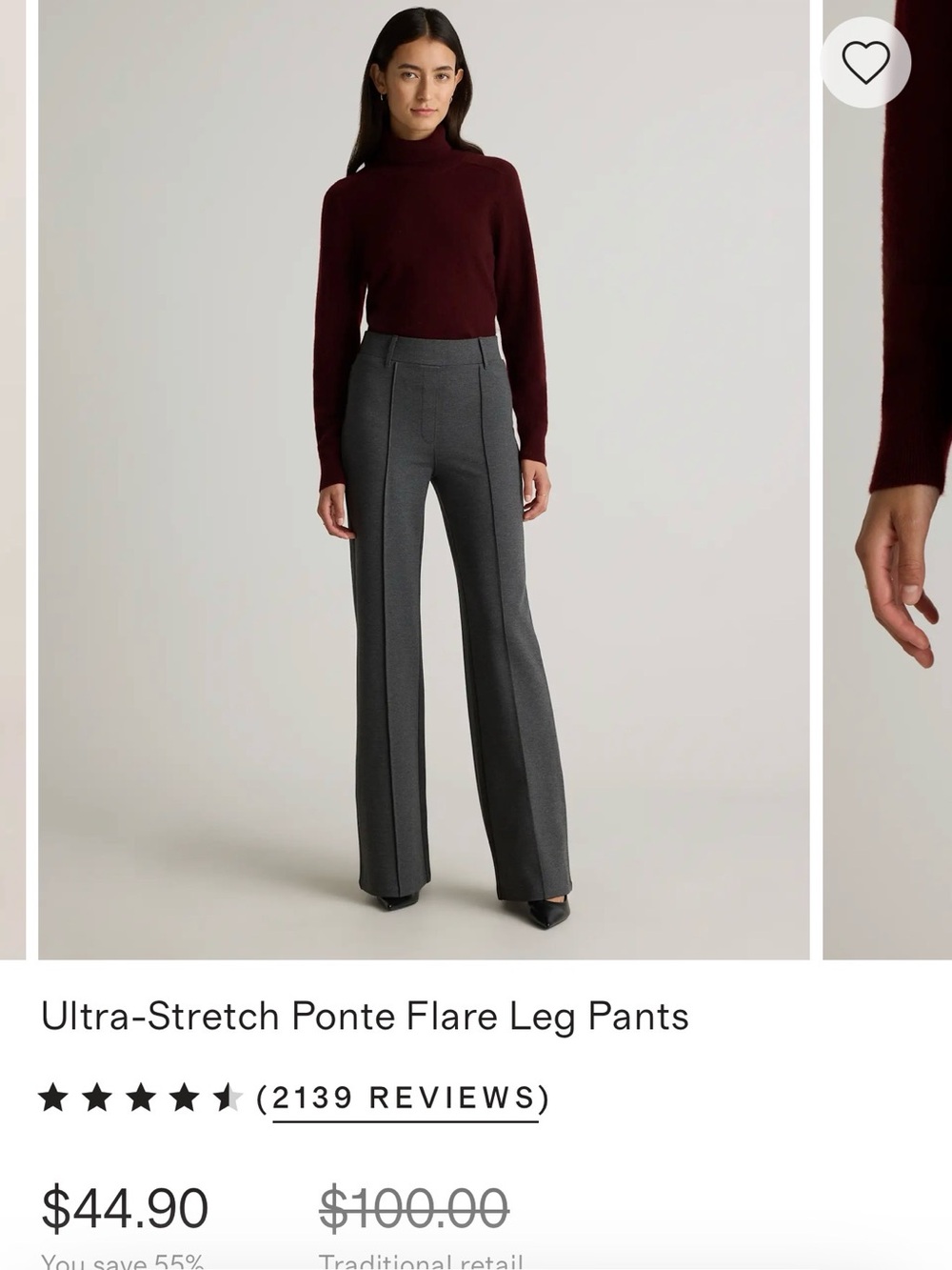 Quince Ultra-Stretch Ponte Flare Leg Pants Flare Leg Pants in Gray Size Medium